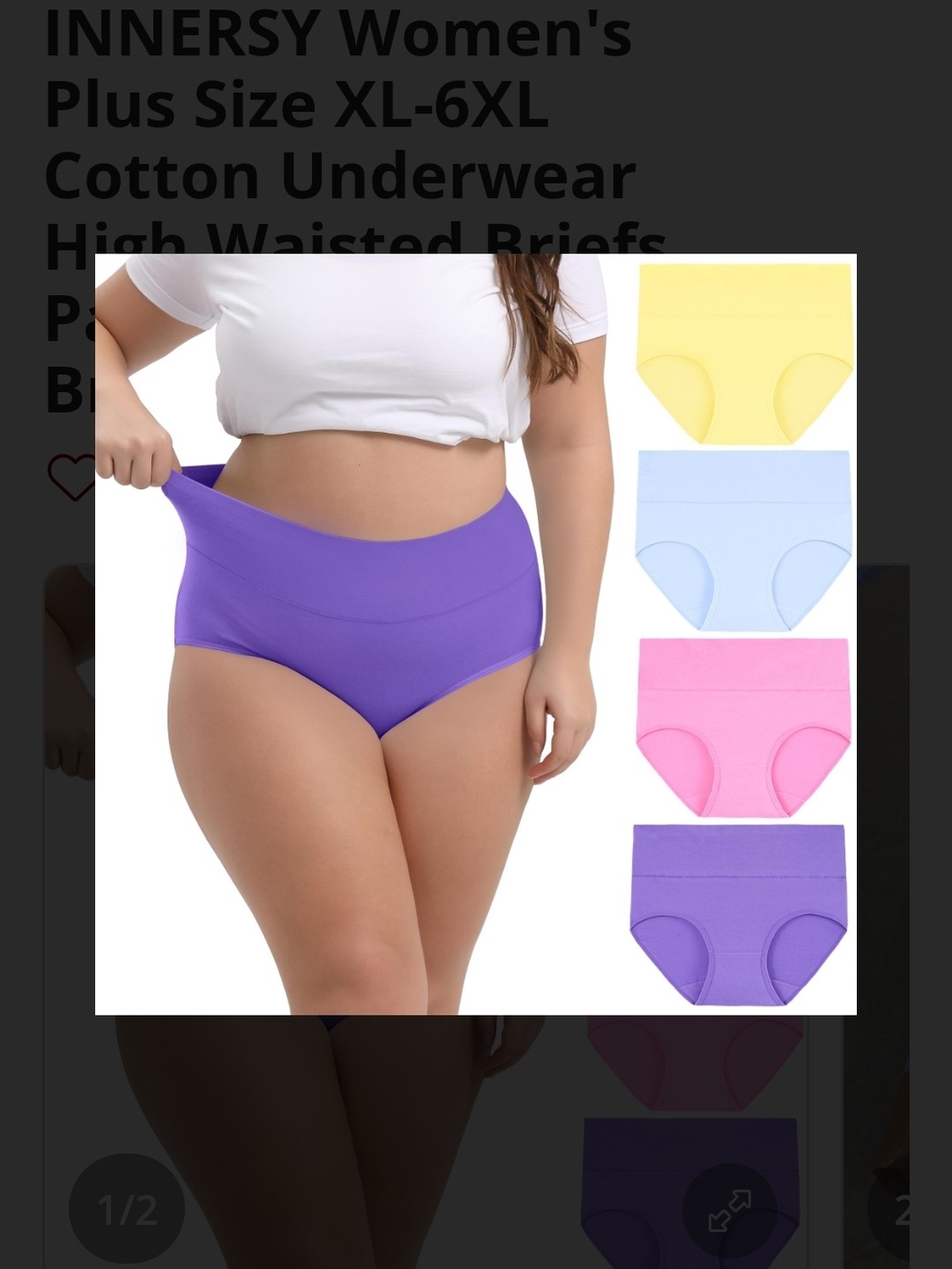 Innersy Women's Plus Size High Waisted Cotton Briefs 5X Multicolor(Open Pack)